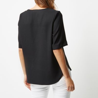 Black V-neck blouse